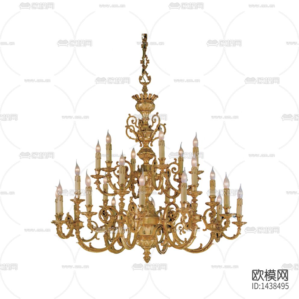 欧式古典金属雕花仿真蜡烛多头吊灯下载