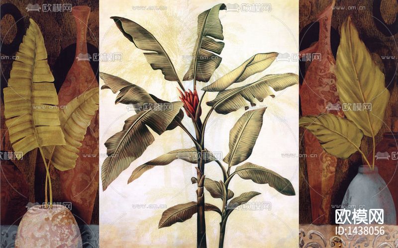 简欧创意绿植墙布下载