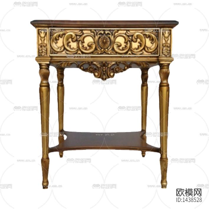 欧式古典实木雕刻描金边几下载