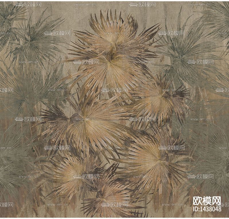 东南亚植物印花墙纸下载