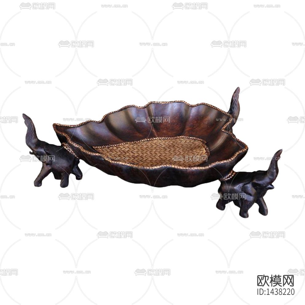 东南亚古典实木三象托盘