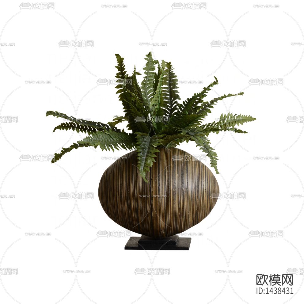 中式古典竹编花器摆放绿植