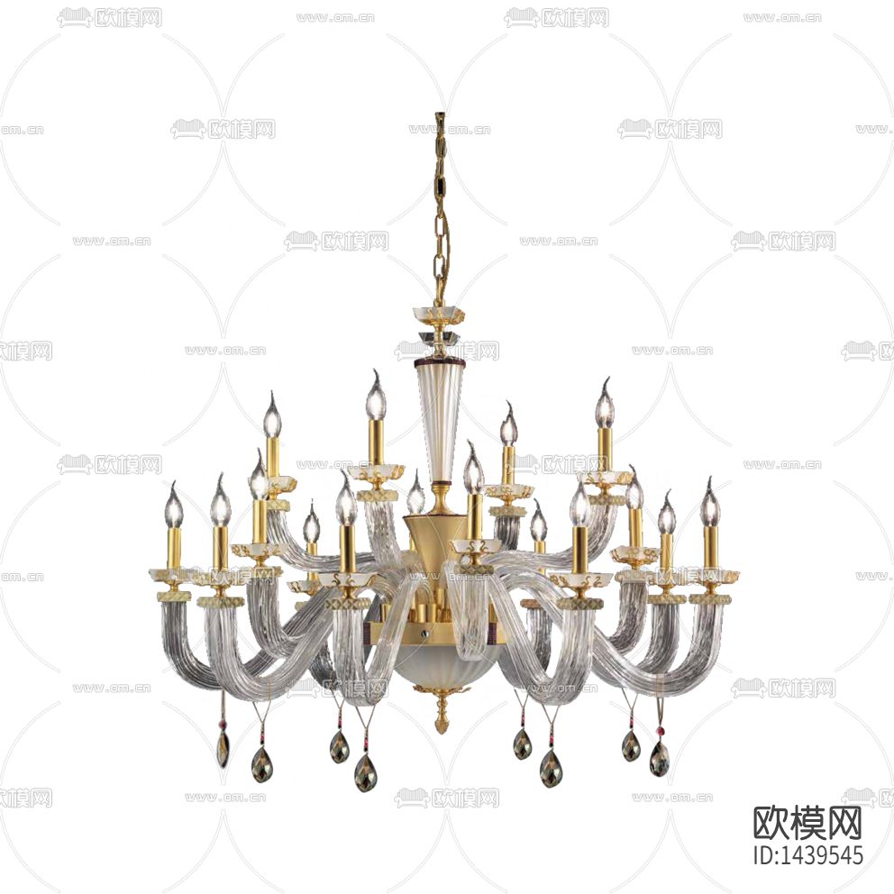 欧式轻奢水晶金属多头吊灯下载