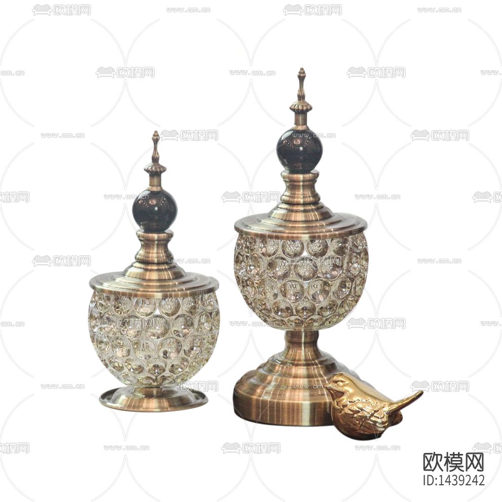 欧式古典金属水晶收纳罐