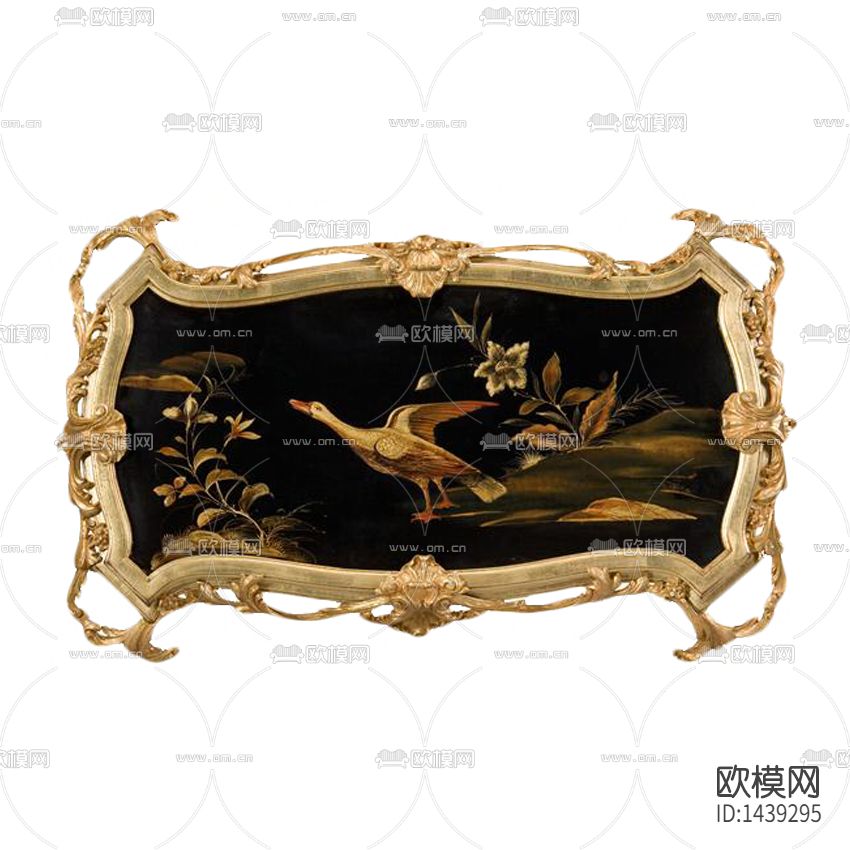 欧式古典金属雕花描金托盘下载