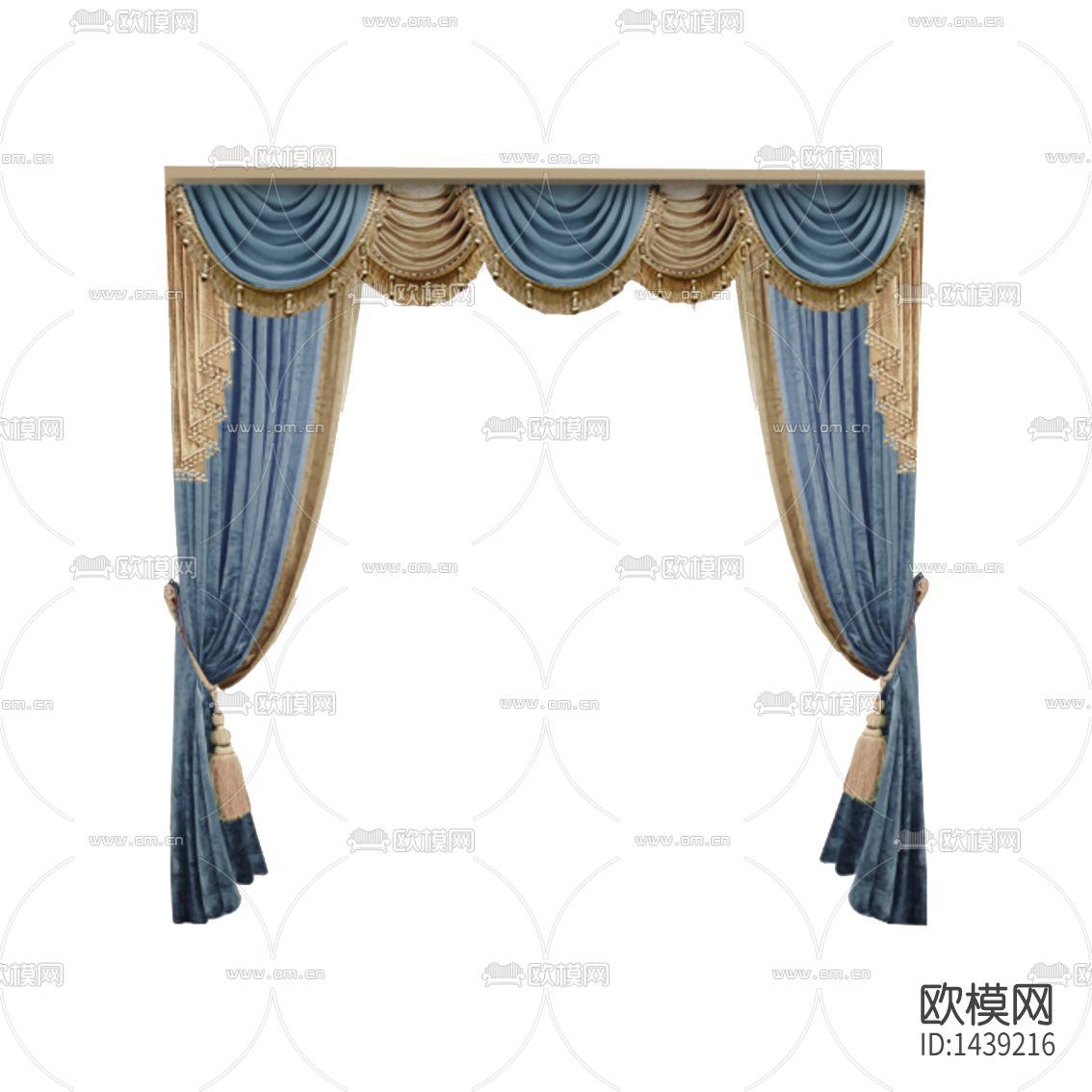 欧式古典法兰绒金色流苏收边遮光窗帘下载