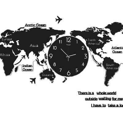  现代简约世界地图挂钟su模型 