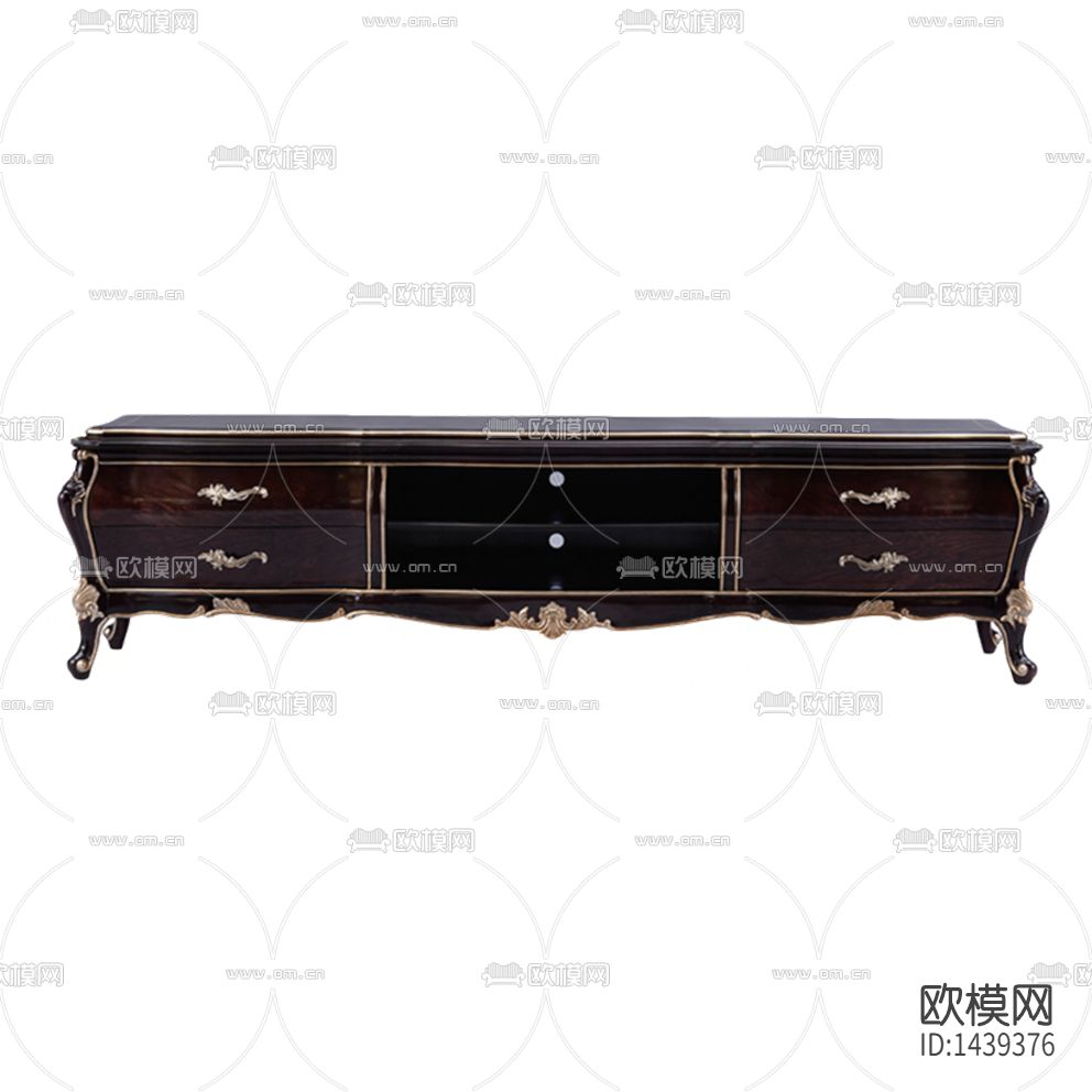 新古典实木雕花描金电视柜下载