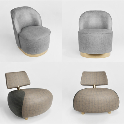  北欧布艺休闲沙发su模型 