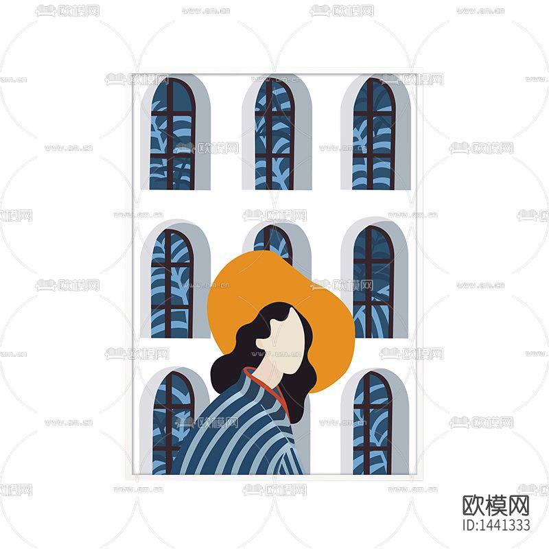 现代简约创意水彩简笔人像装饰画下载