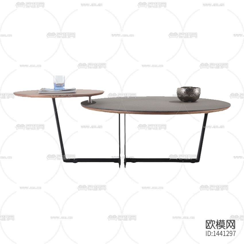 北欧简约创意金属实木双头茶几下载