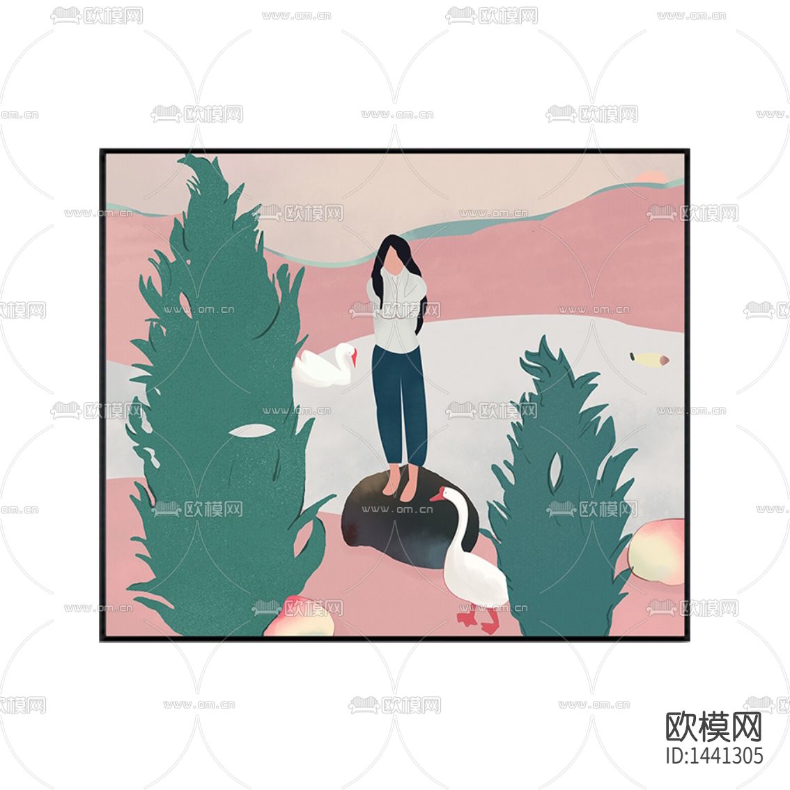 北欧简约创意简笔画装饰画下载