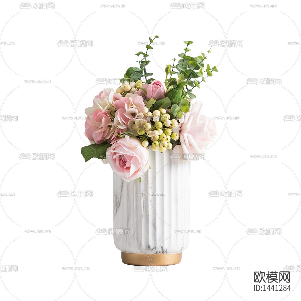 北欧轻奢创意大理石金属花瓶摆放花艺下载