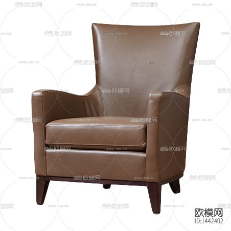 美式简约创意实木皮革单人沙发下载