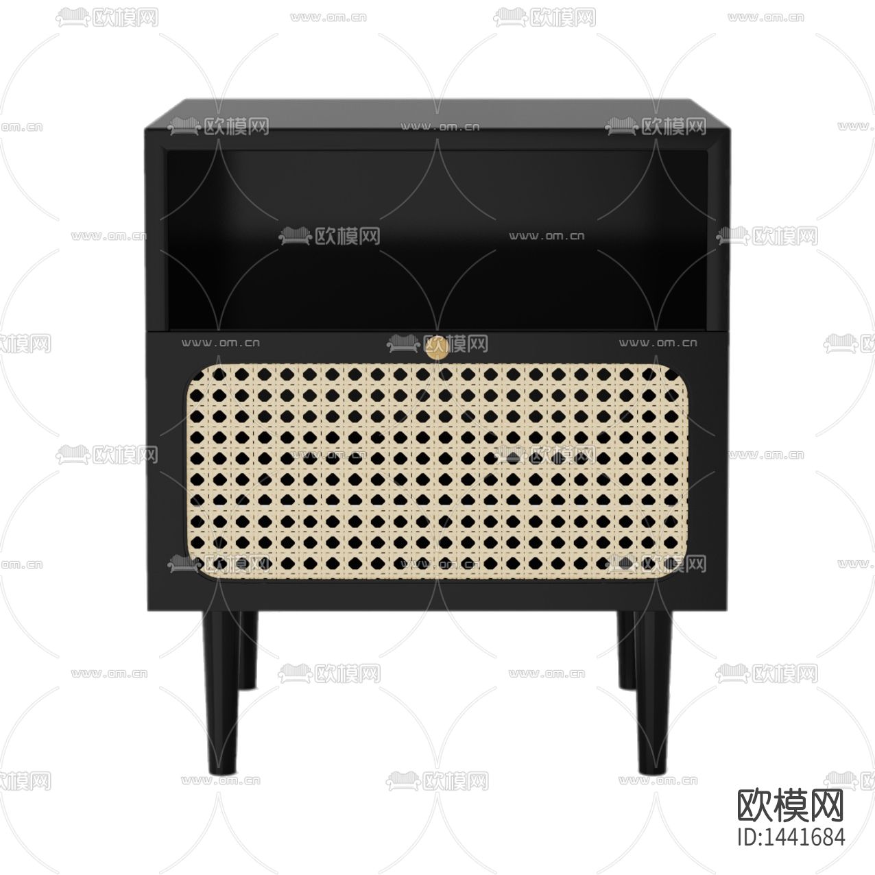 美式简约创意实木藤编床头柜下载