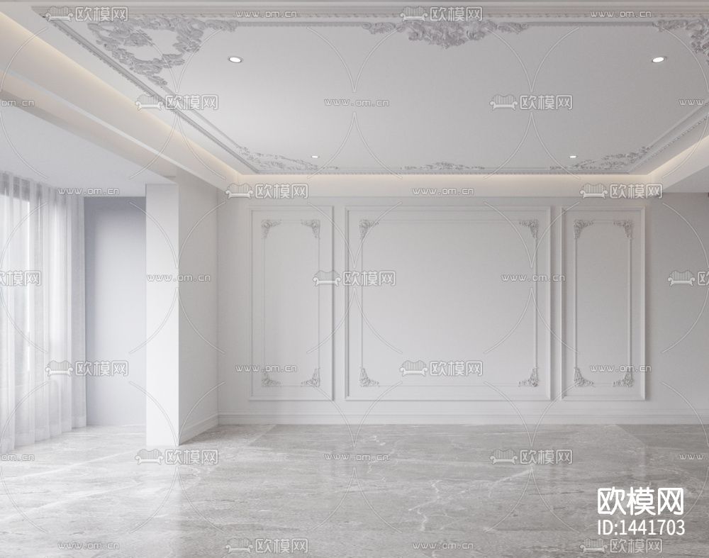 法式轻奢古典客厅场景下载