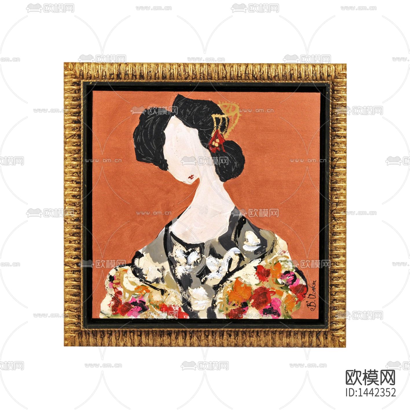 日式古典抽象女性画像装饰画下载