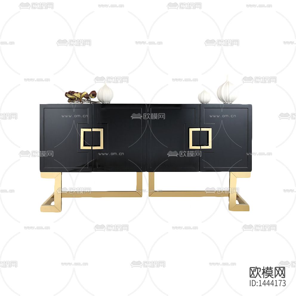 新中式轻奢创意金属实木边柜下载