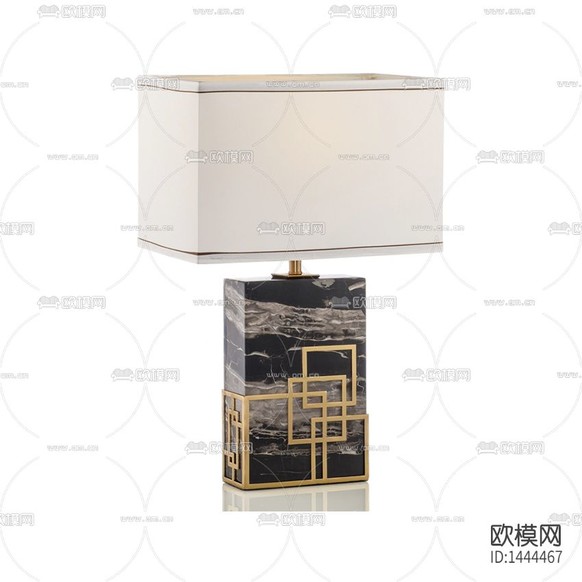 新中式轻奢金属回纹大理石台灯下载