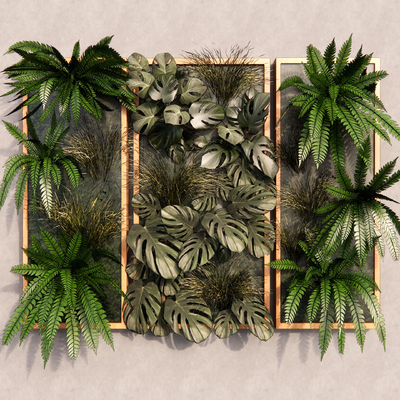  现代植物墙su模型 
