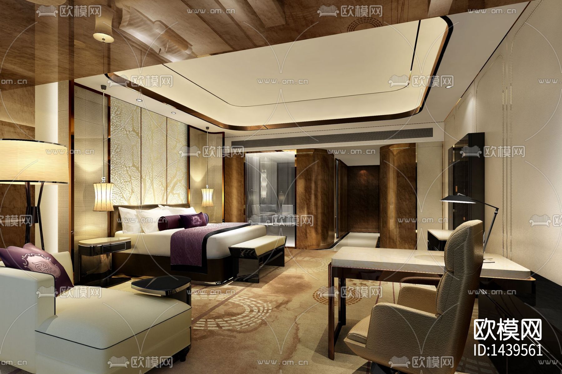 瑞吉五星级酒店cad施工图下载（渲染图3）