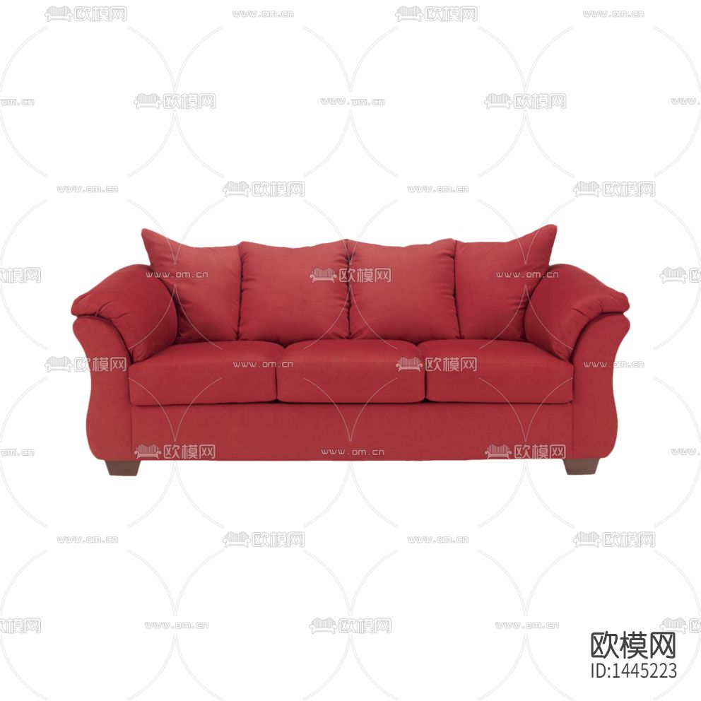 现代简约创意红色布艺三人沙发