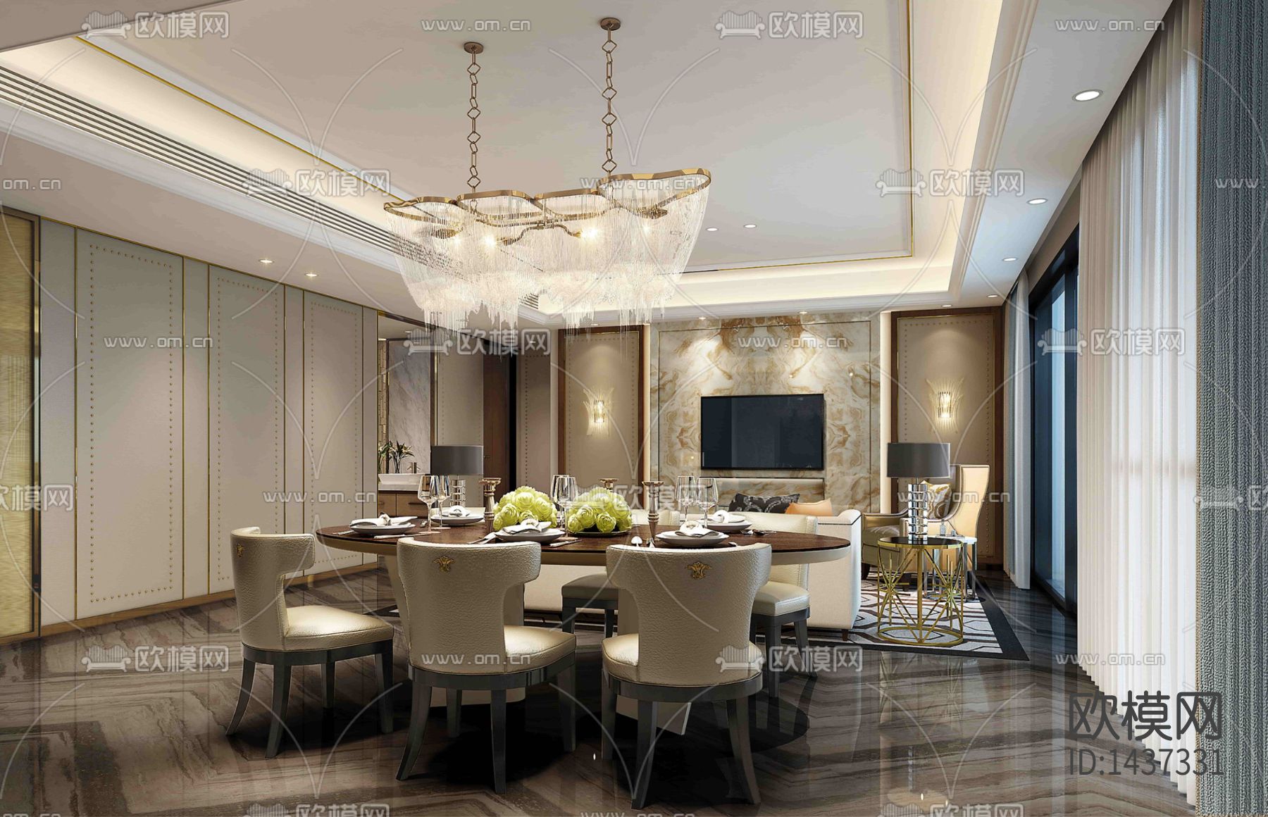 样板间cad施工图下载（渲染图5）