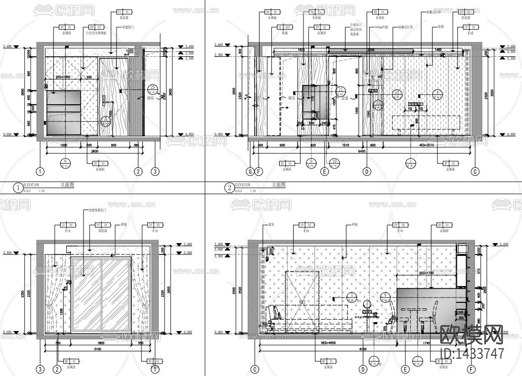 样板间cad施工图下载（渲染图3）