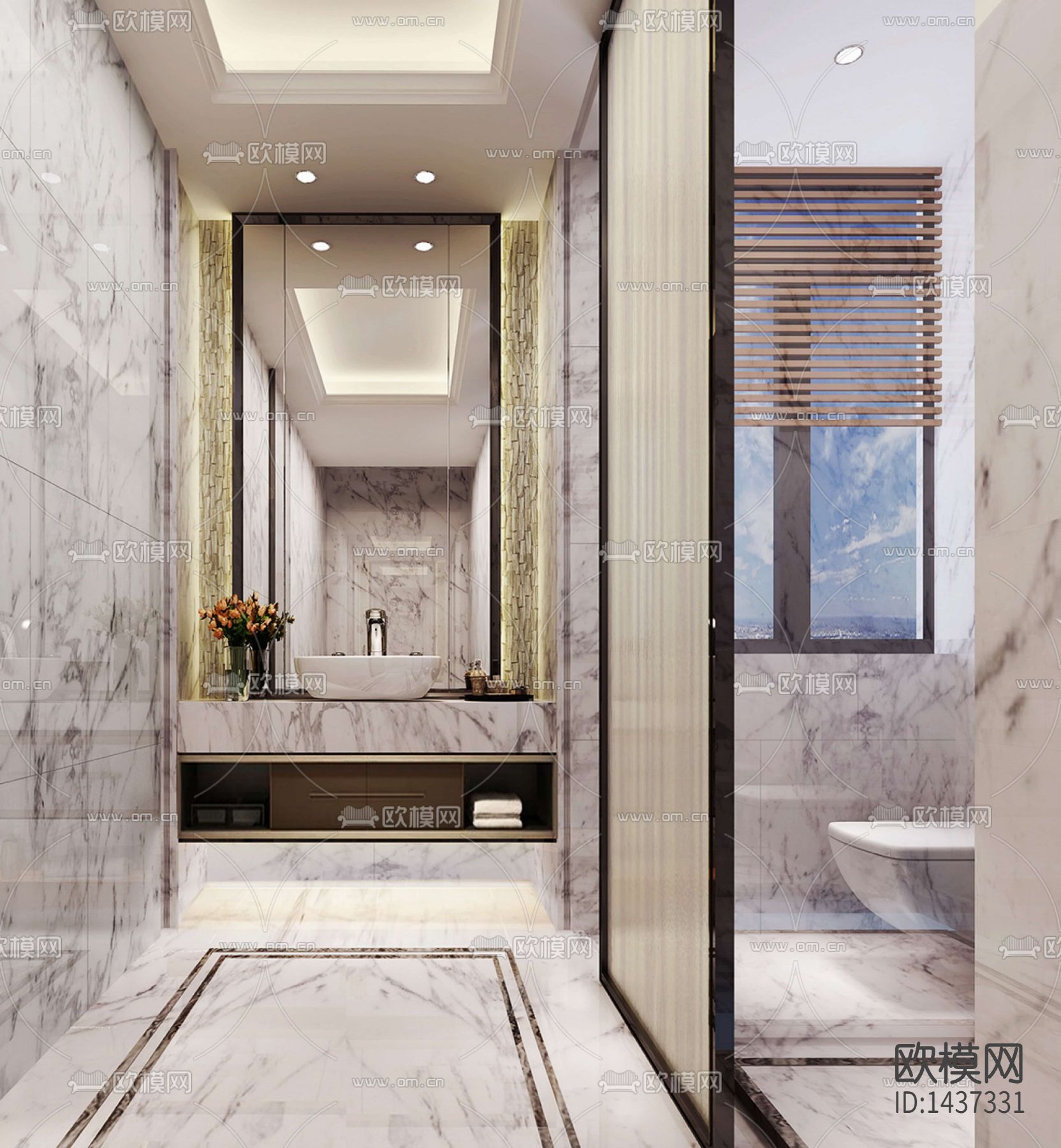 样板间cad施工图下载（渲染图2）