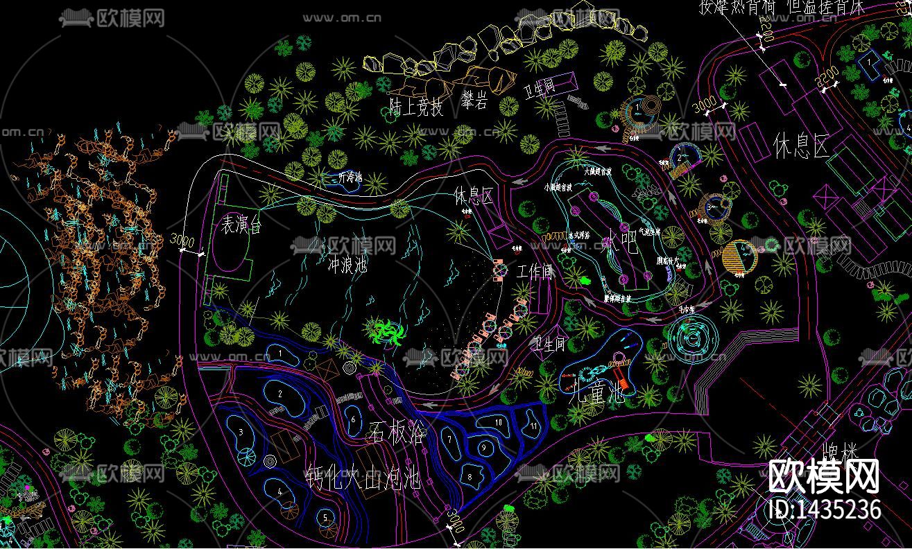 花园公园景观cad施工图下载（渲染图4）