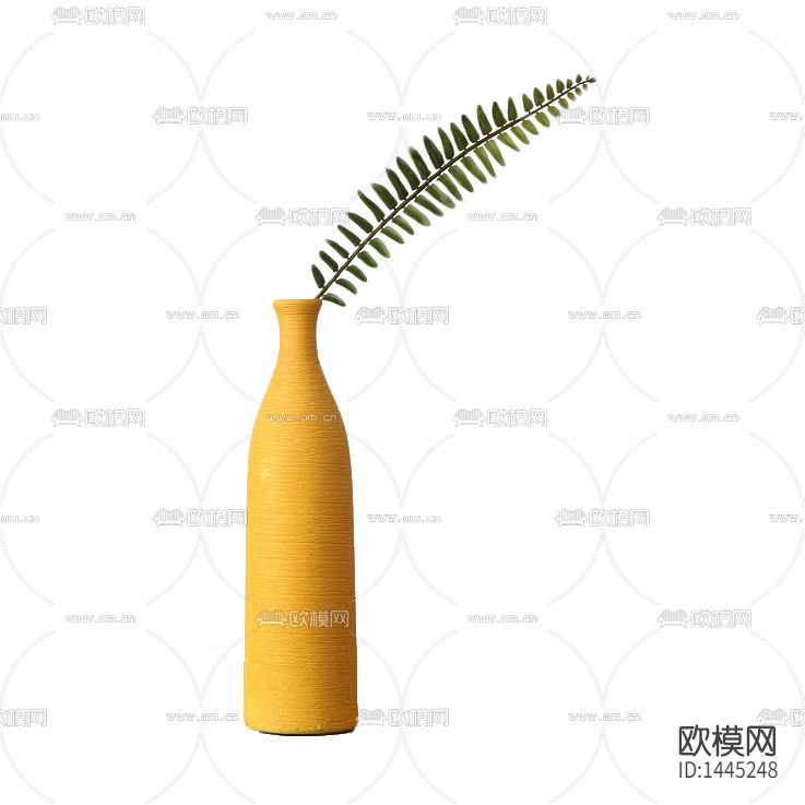 北欧简约创意黄色陶瓷花瓶摆放绿植