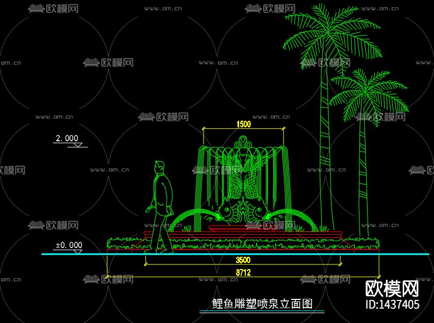 喷泉涌泉cad节点图下载（渲染图4）