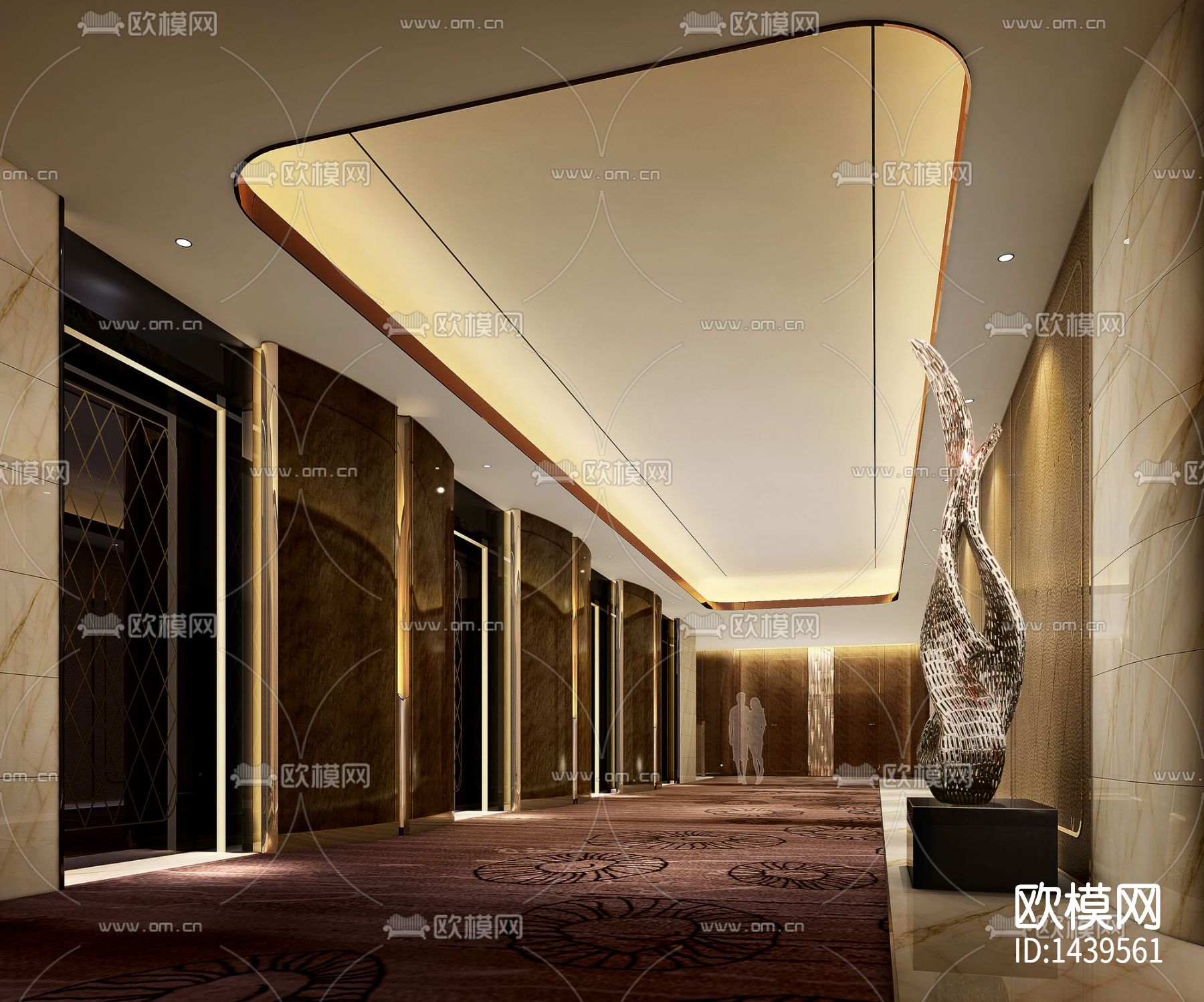 瑞吉五星级酒店cad施工图下载（渲染图4）