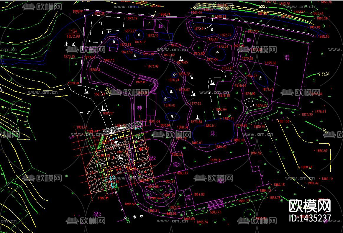 会所花园温泉cad施工图下载（渲染图1）