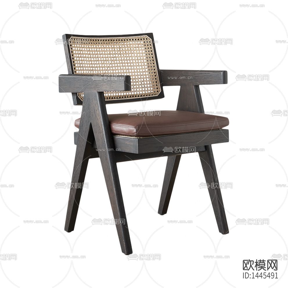 新中式实木藤编餐椅下载