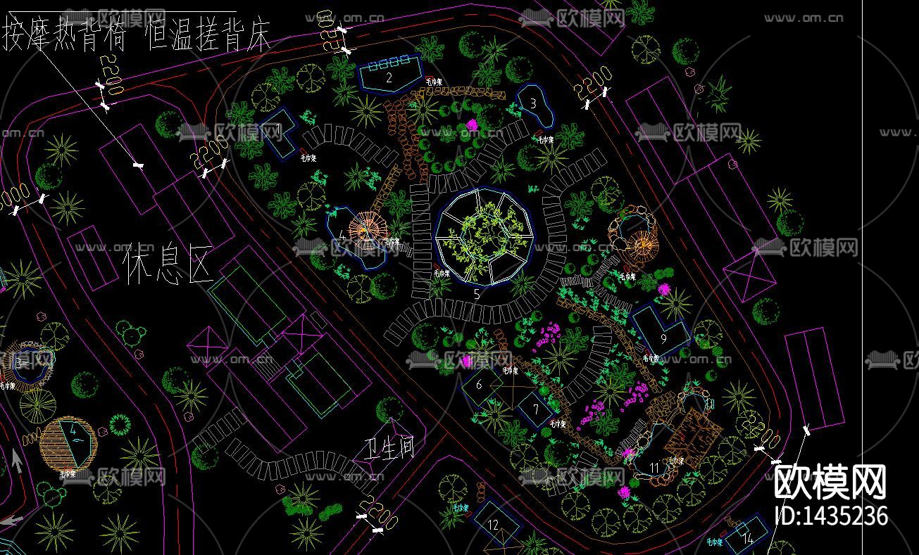 花园公园景观cad施工图下载（渲染图2）