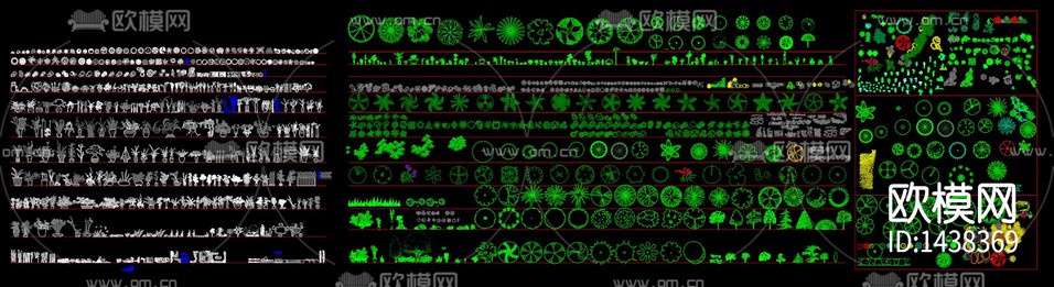 平立面植物cad图库下载(渲染图1)