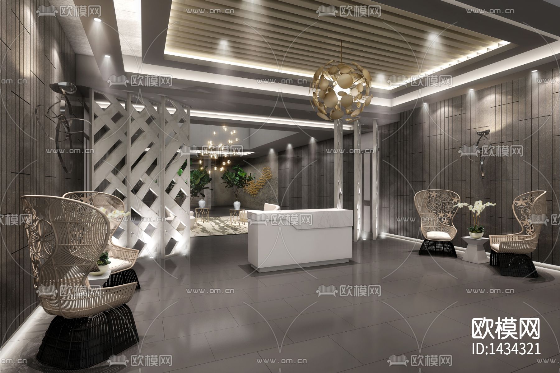 会所cad施工图下载（渲染图3）