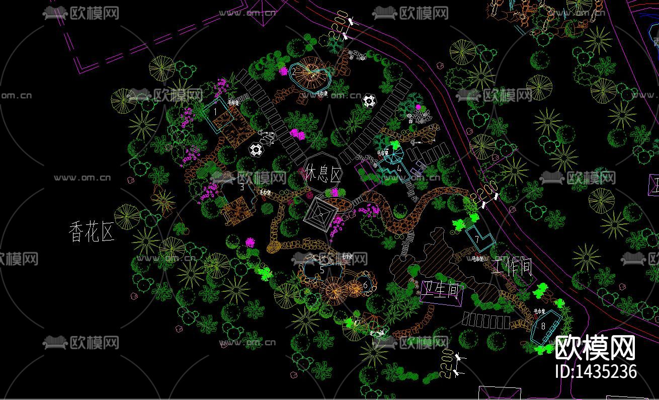 花园公园景观cad施工图下载（渲染图1）