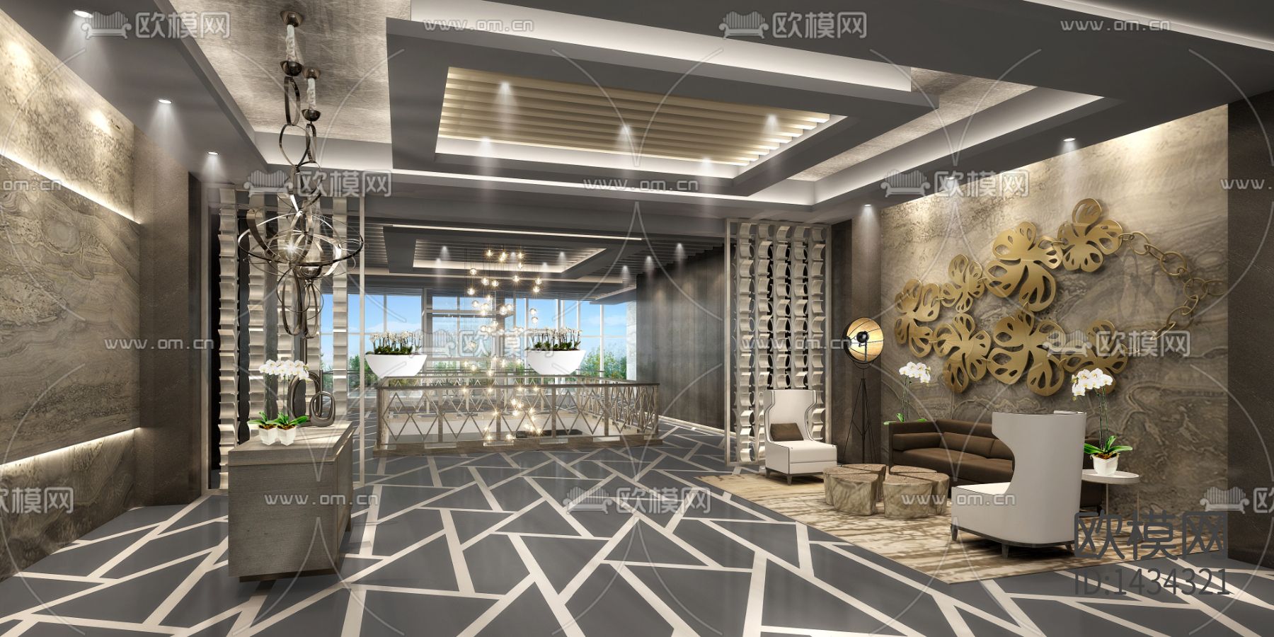 会所cad施工图下载（渲染图1）