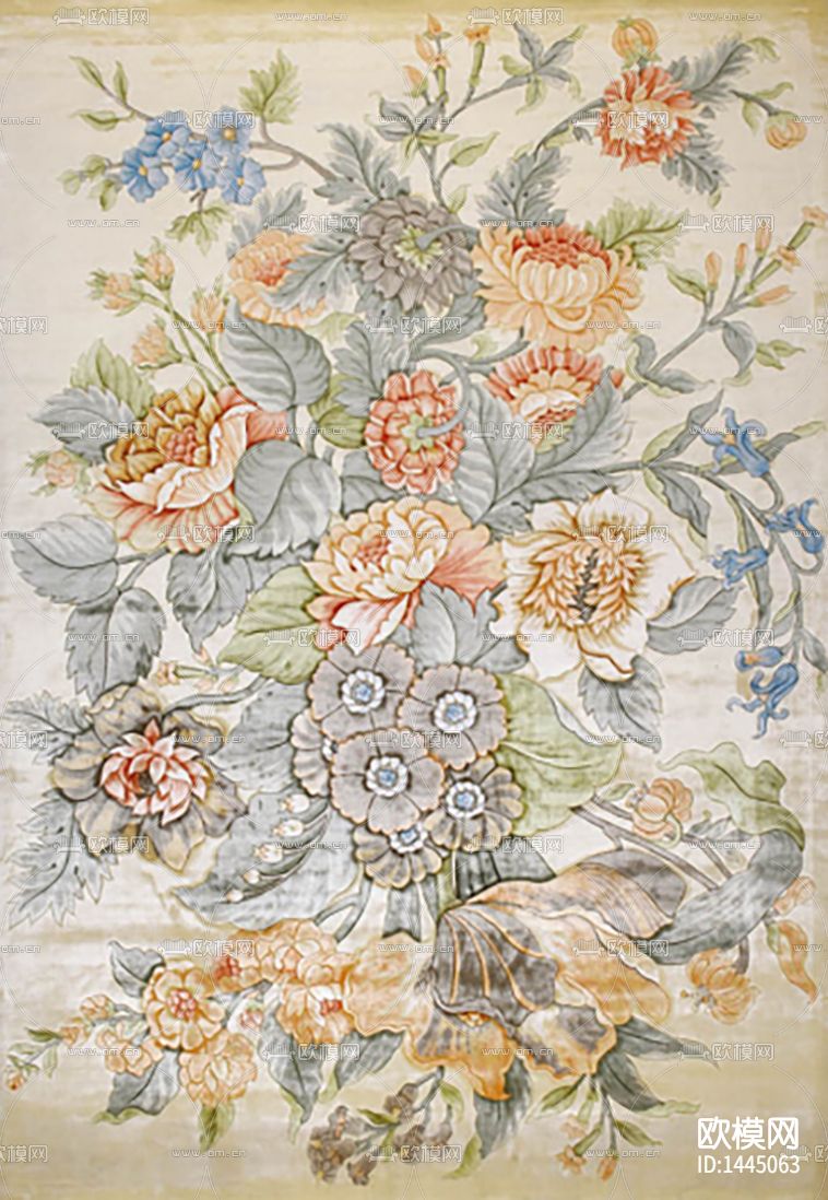 田园风创意花卉印花布艺地毯下载