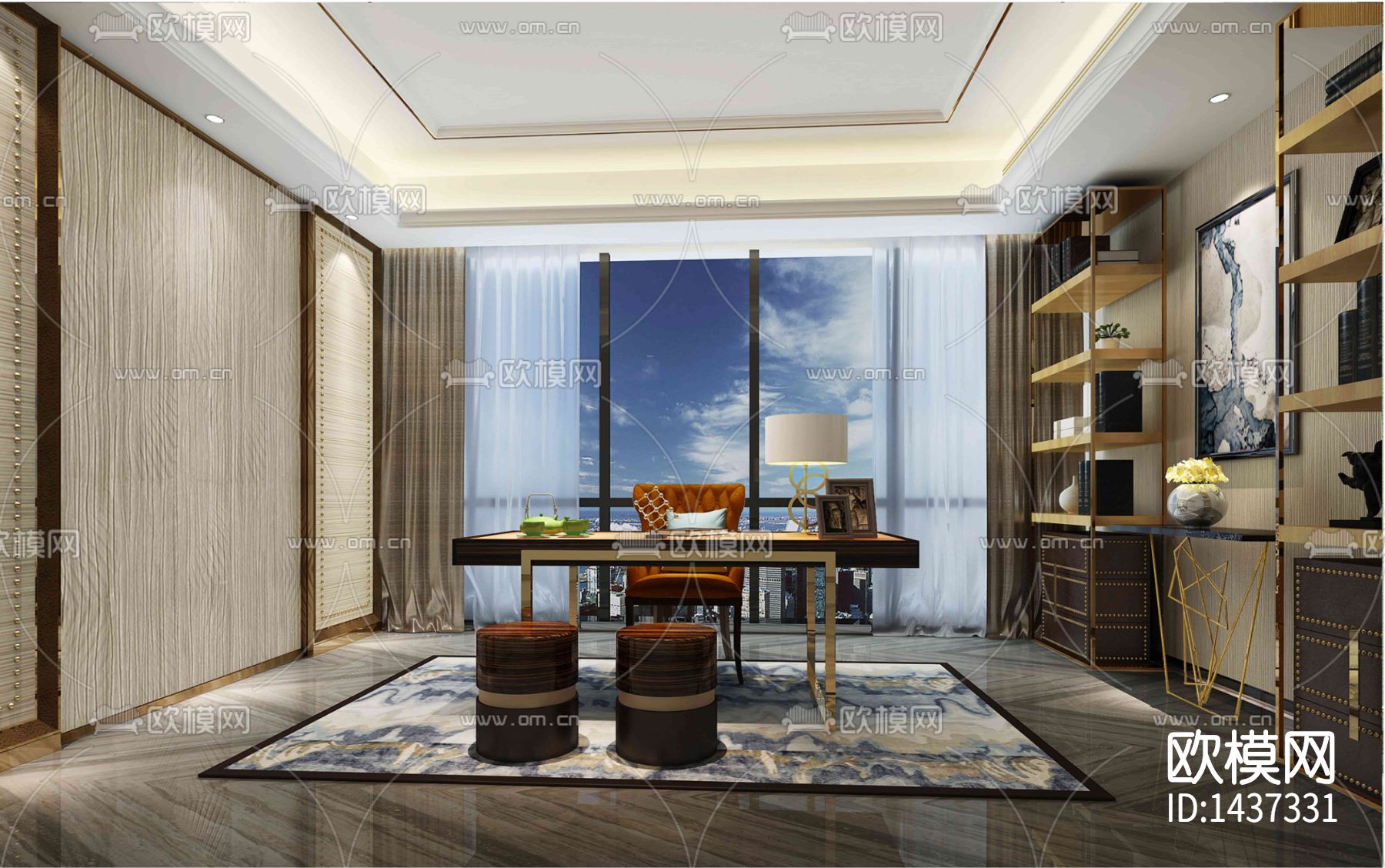 样板间cad施工图下载（渲染图3）