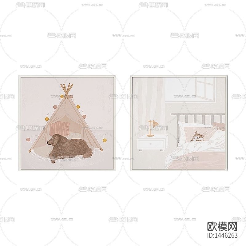 北欧简约创意少女风卡通简笔画装饰画下载