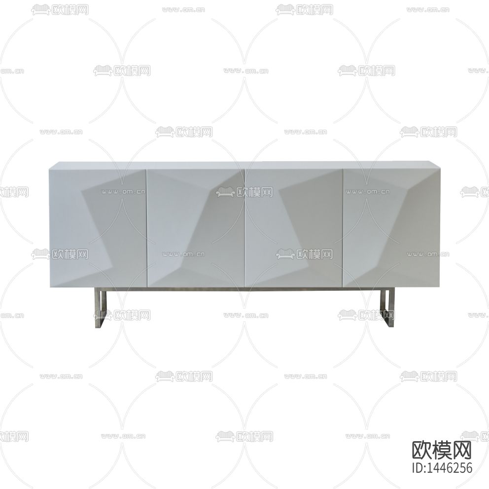 现代简约创意几何立体实木边柜下载