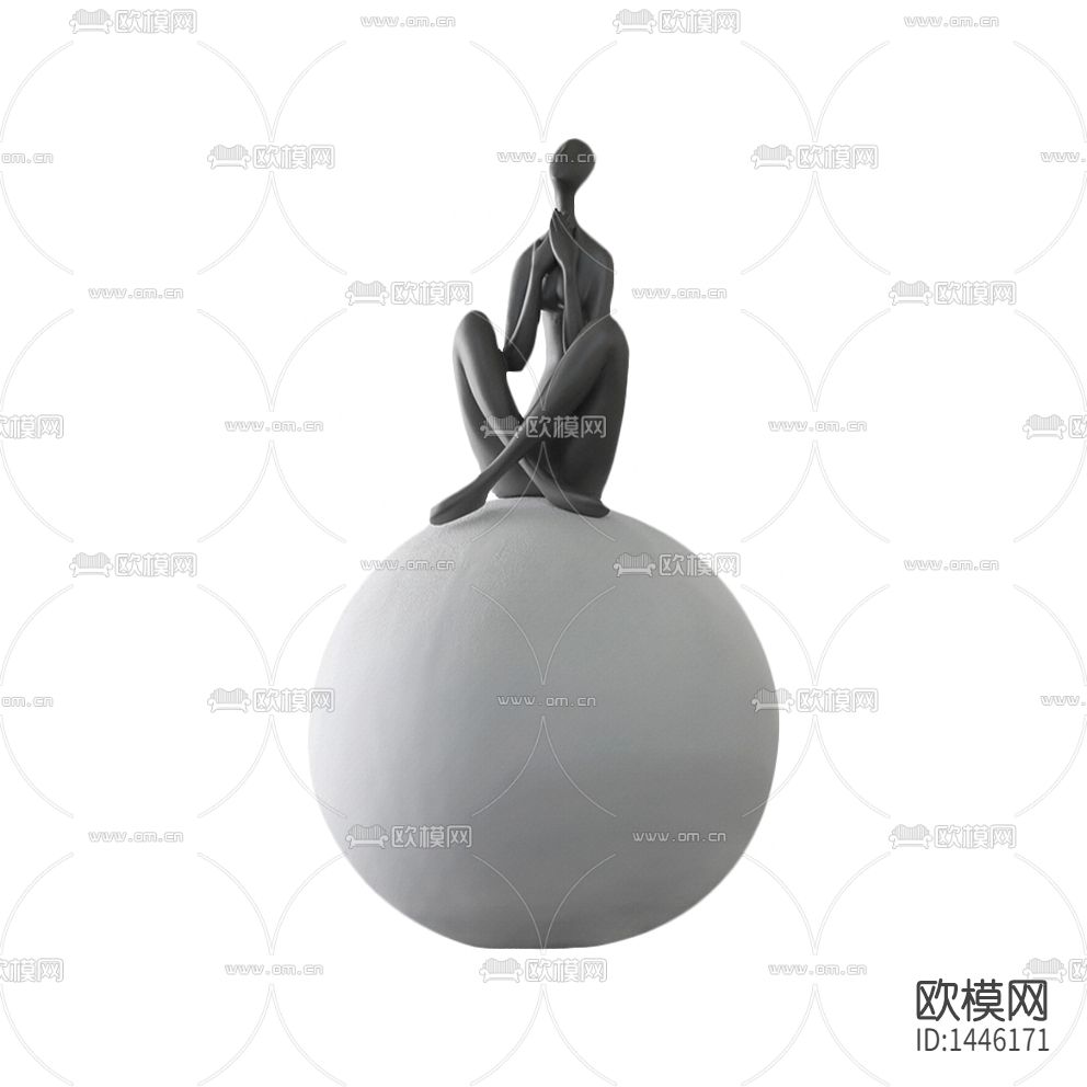 现代简约球上人体雕塑下载