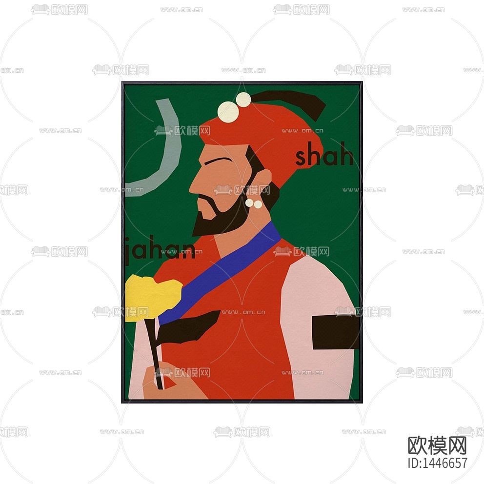 北欧简约创意撞色色块人像装饰画下载