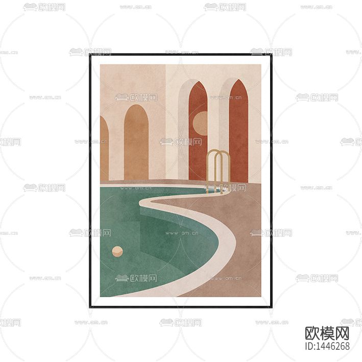 北欧简约创意泳池场景装饰画下载