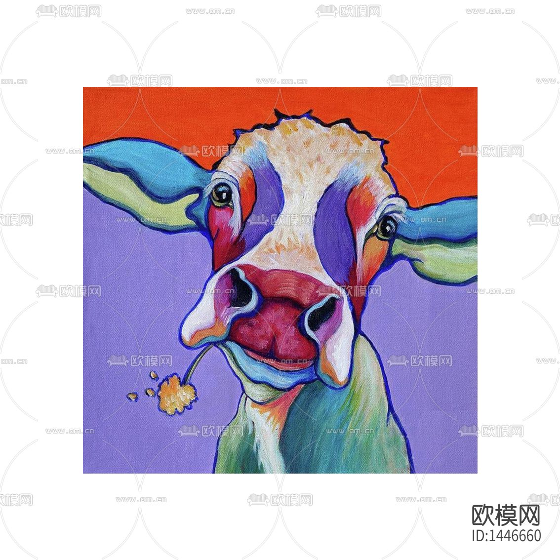 北欧简约创意时尚色彩牛头装饰画下载