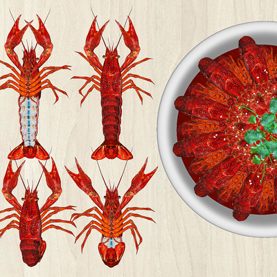  现代十三香小龙虾su模型 