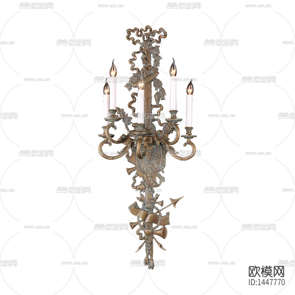 美式古典金属花艺水晶壁灯